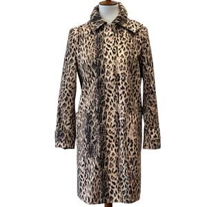 J. Crew Trench Coat Small Rain Coat Jacket Retro Leopard Classic Removable Hood